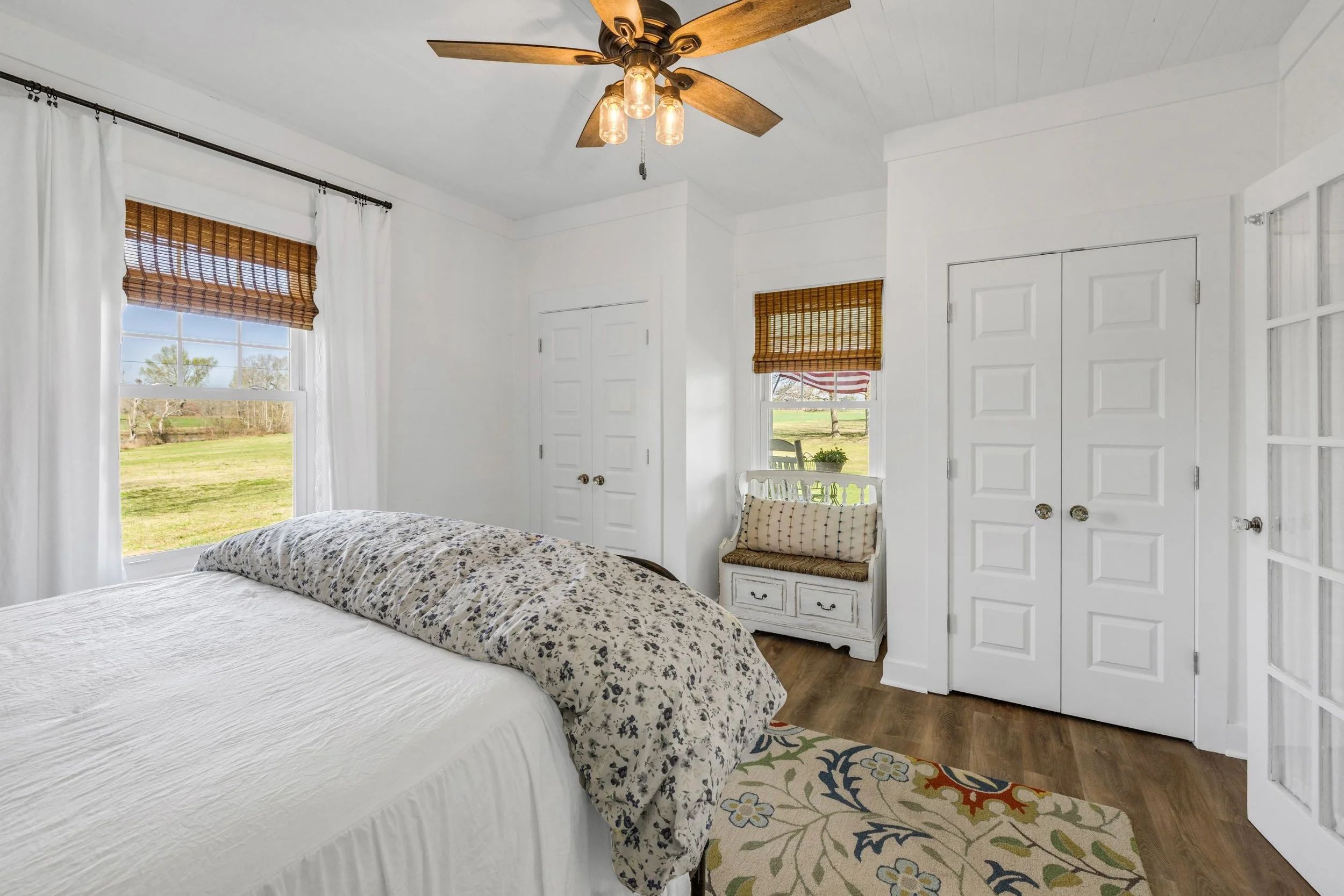 Farmhouse bedroom with queen size bed