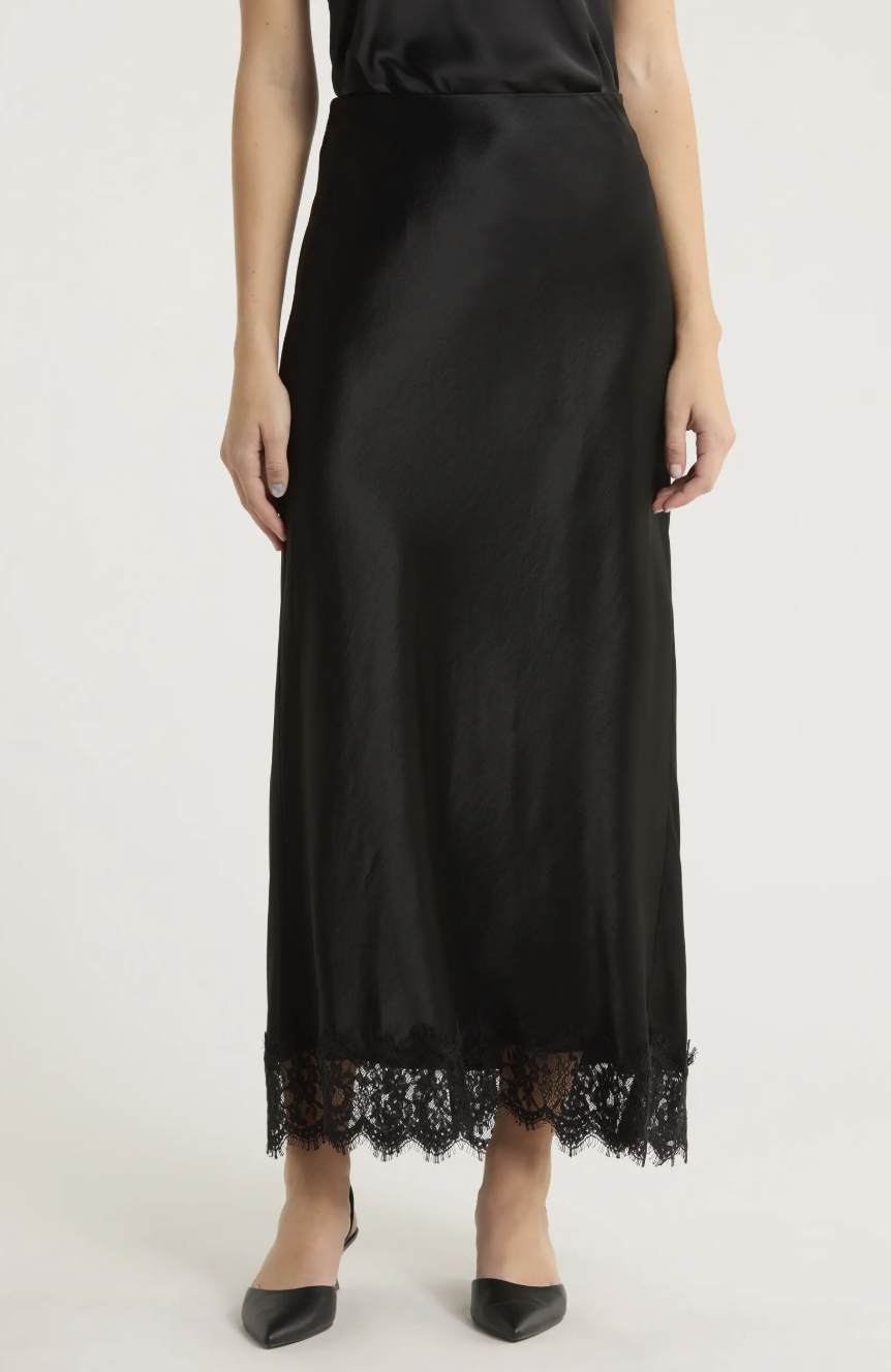 Favorite Daughter The Lacy Satin Maxi Skirt | $248