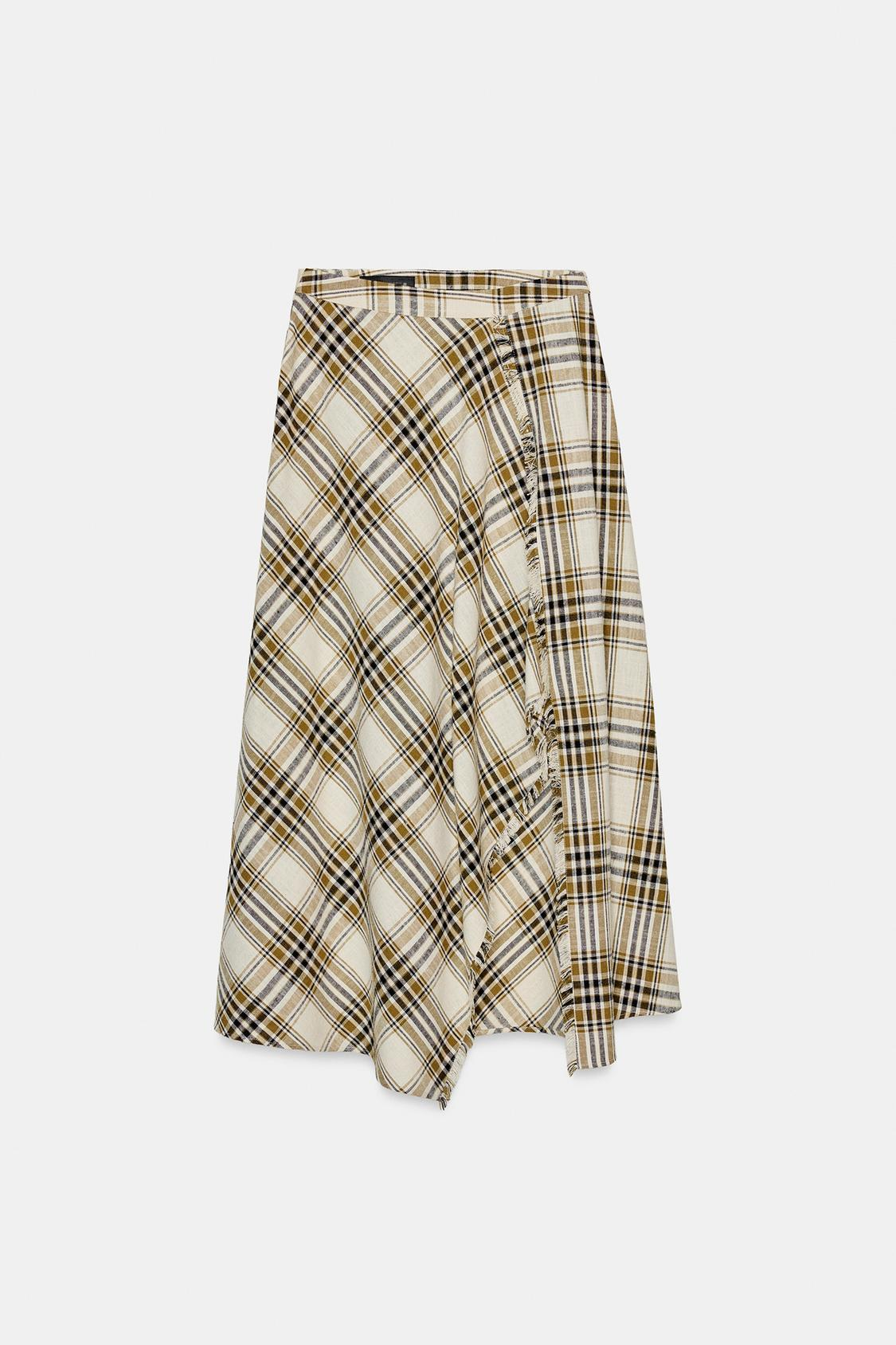 Zara Asymmetric Plaid Skirt | $70