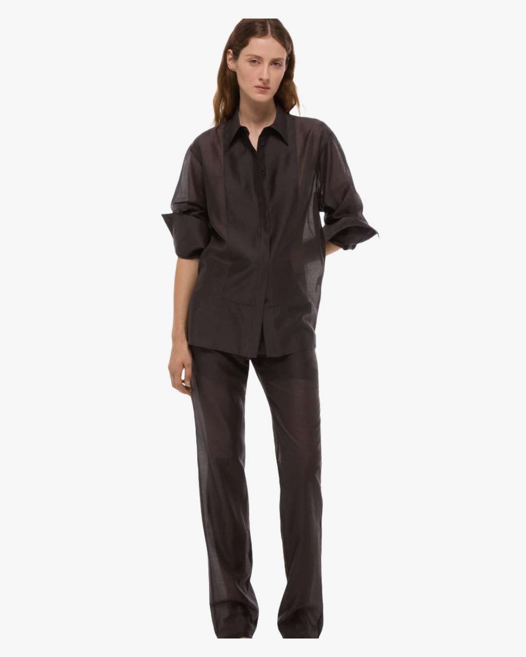 Helmut Lang Sheer Tux Shirt | $368