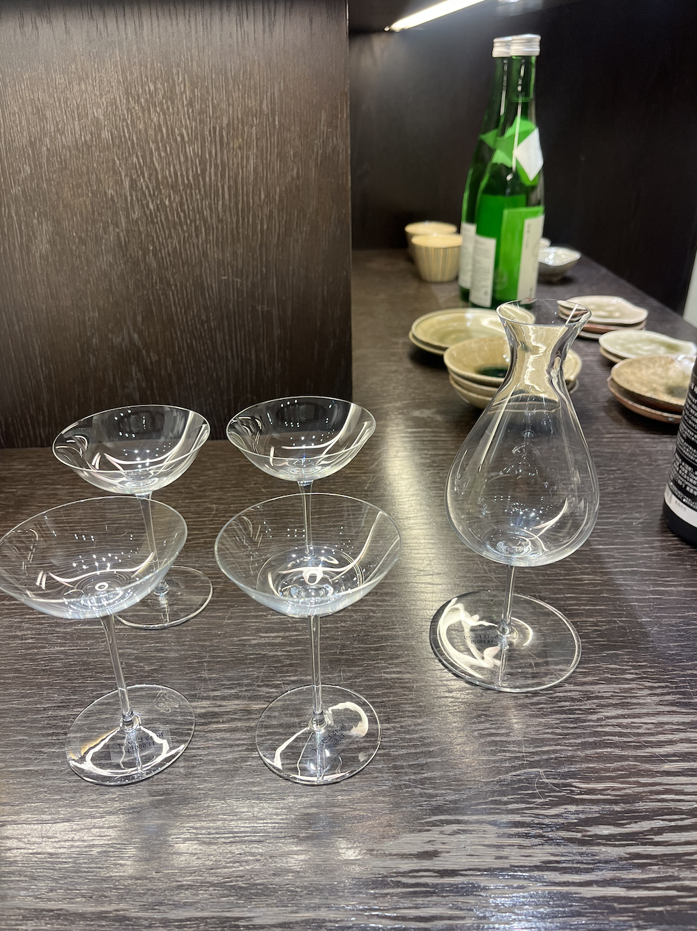 On the right: Kimura serving pitcher and glasses