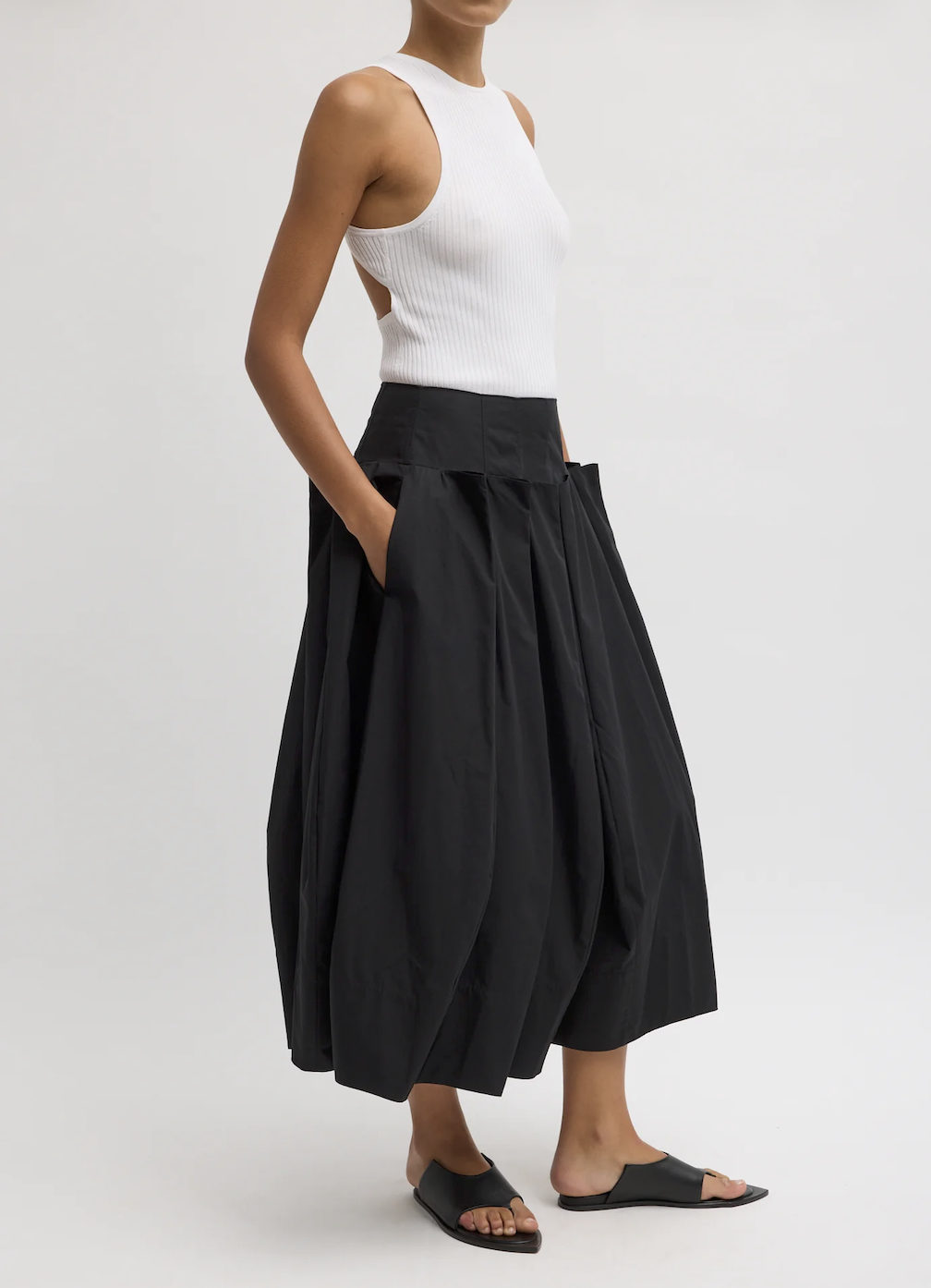 Tibi Poplin Pleat Skirt