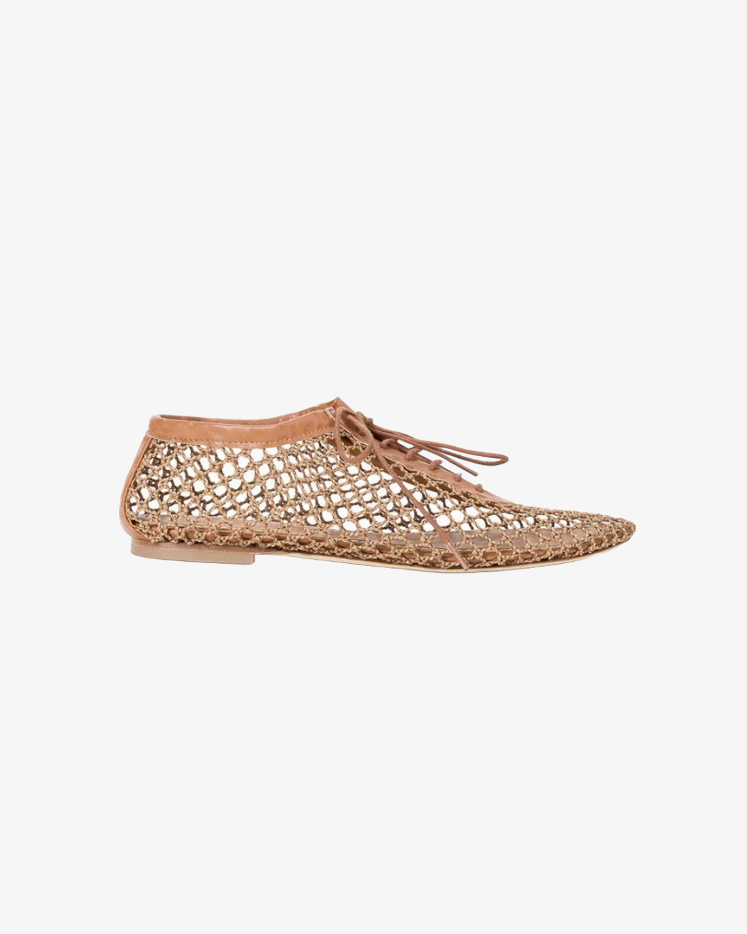 Staud Kit Lace Up Flat Tan | $395