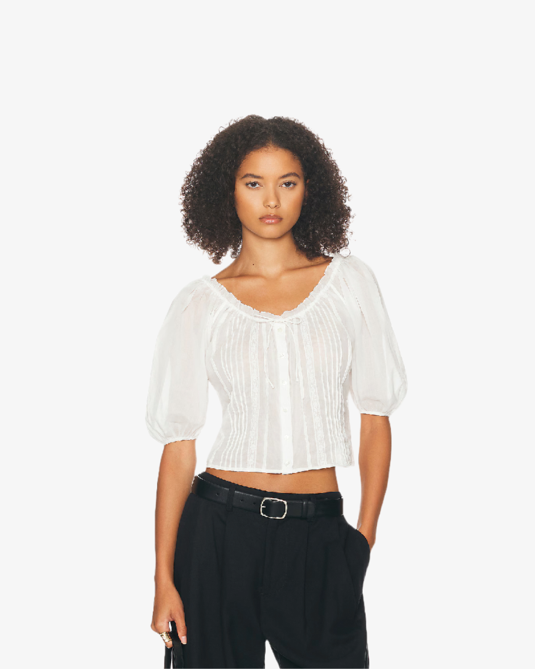 Helsa Voile Peasant Blouse | $178