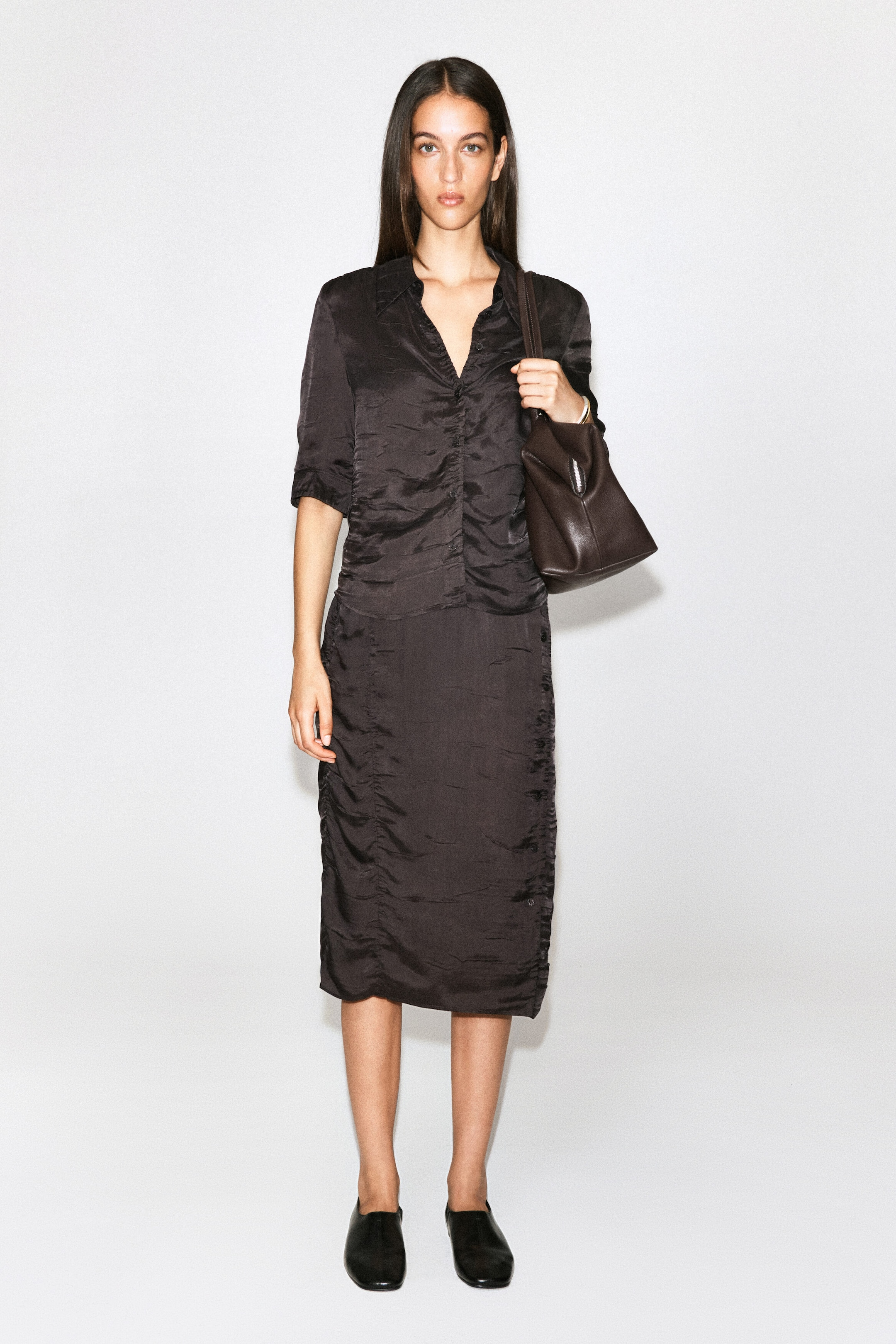 Cos Gathered Crinkled Midi Skirt | $129 