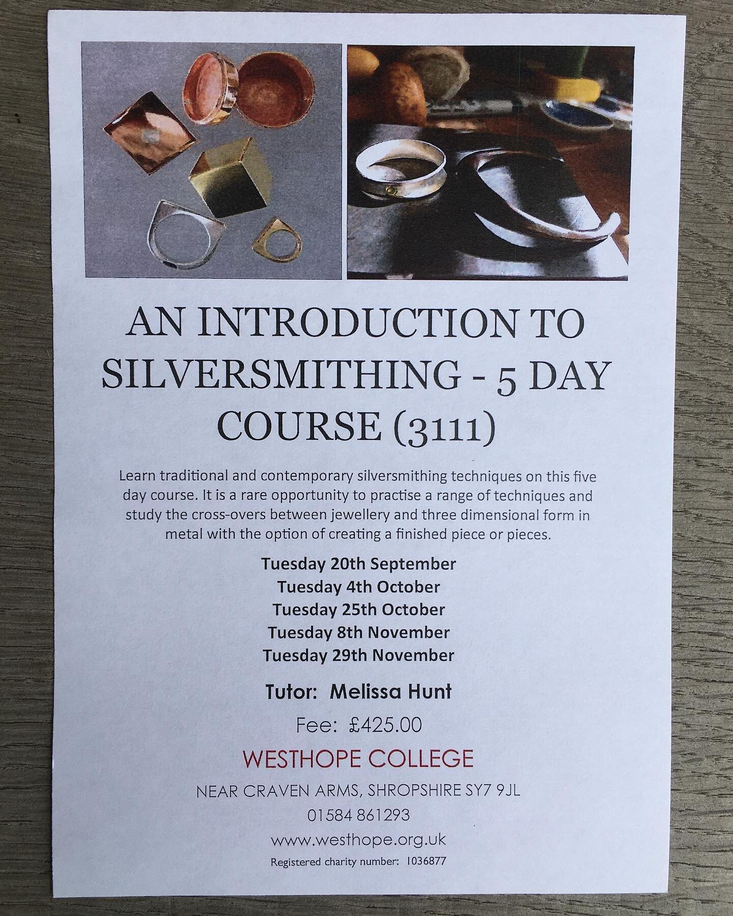 This brilliant new silversmithing course has now launched at @westhopecollege and is open for bookings. It&rsquo;s a really valuable opportunity to explore the potential of metal in 3D form, to investigate shape and structure with option of creating 