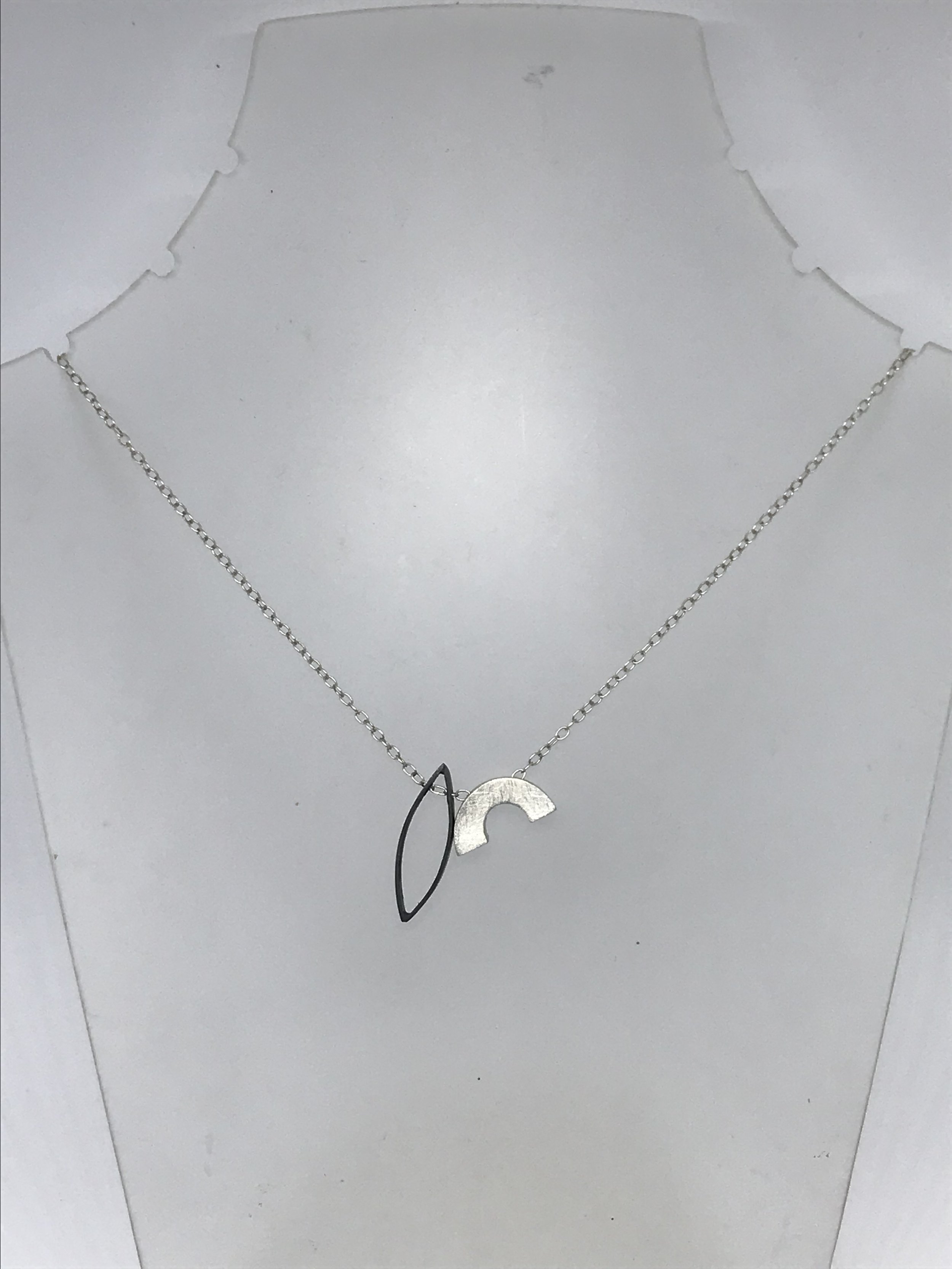 Marquis outline (oxidised) and hollow rainbow necklace