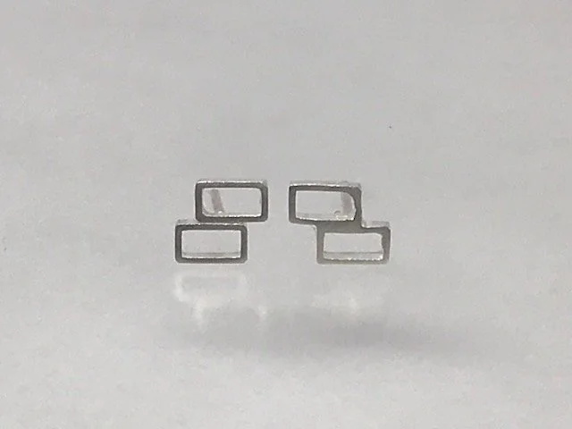 Stud earrings 1 ' horizontal bricks'