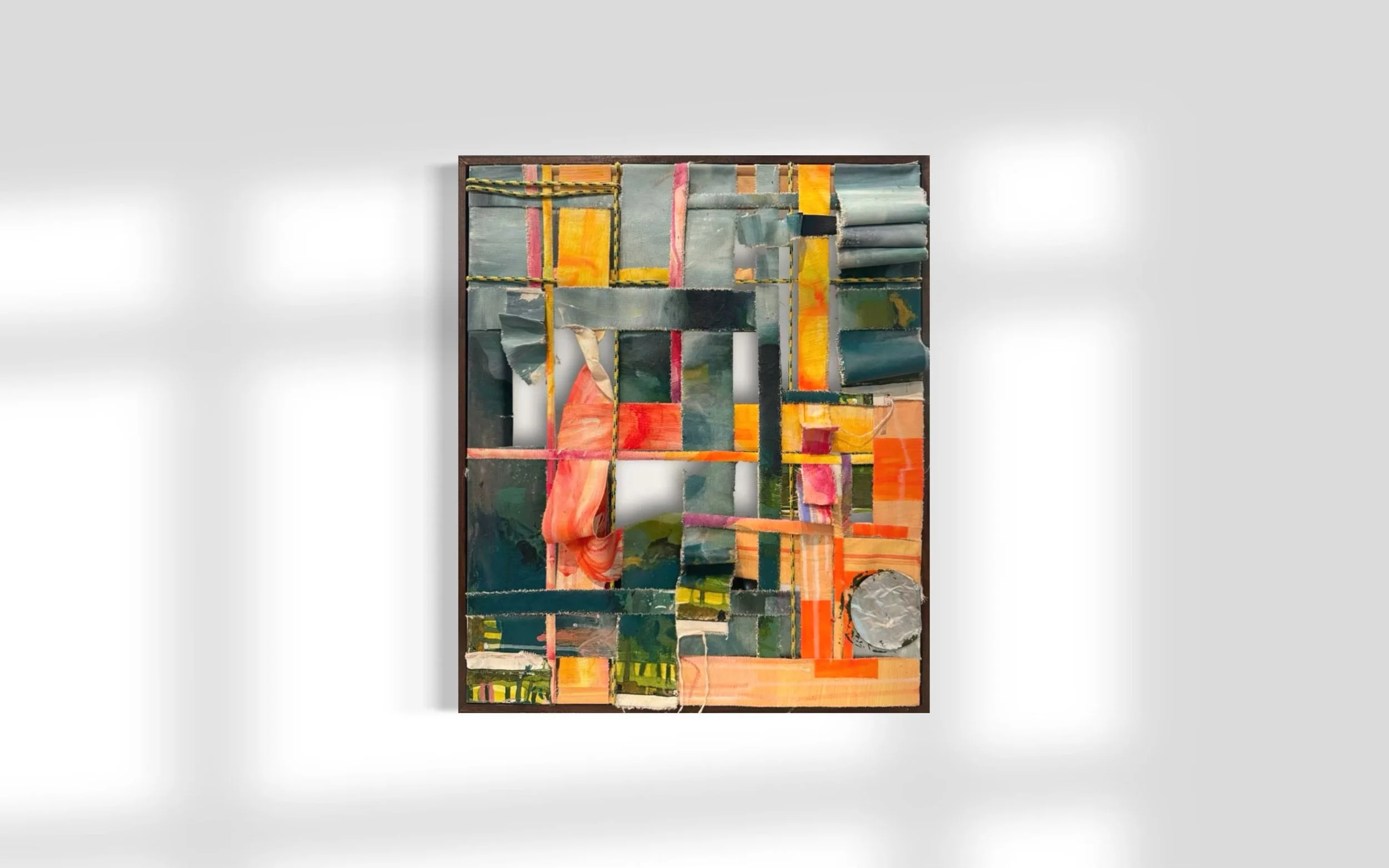Shiny New Toy // Acrylic on canvas with recycled materials // 18x20x4 in // 45.72x50.8x10.4 cm