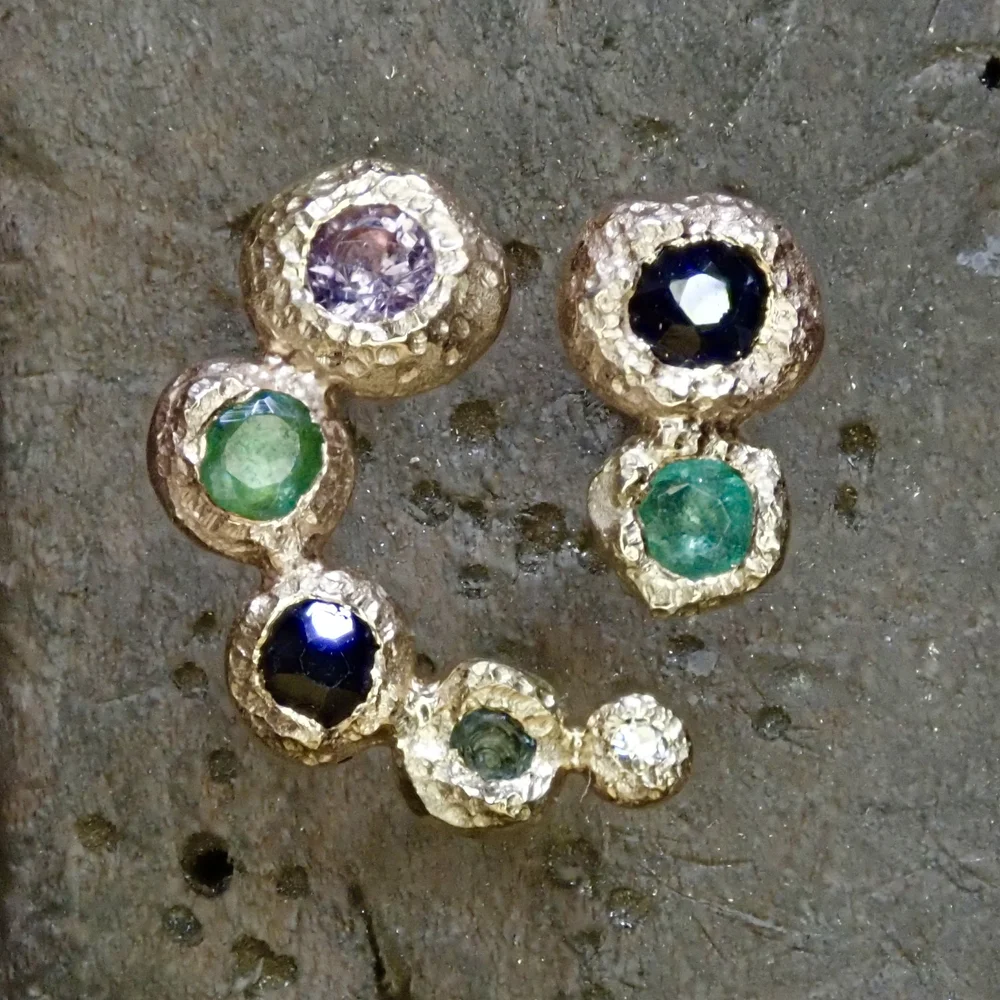 Asymetric Pebble Studs (Small) Anna Fine Jewellery