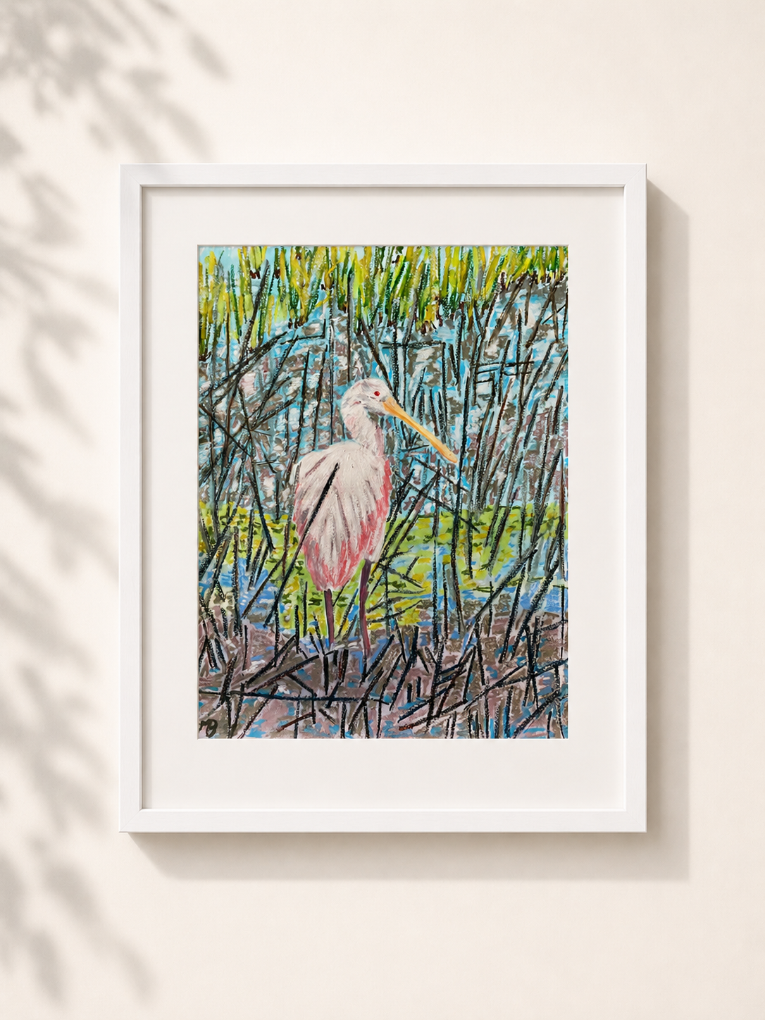Roseate Spoonbill In The Reeds