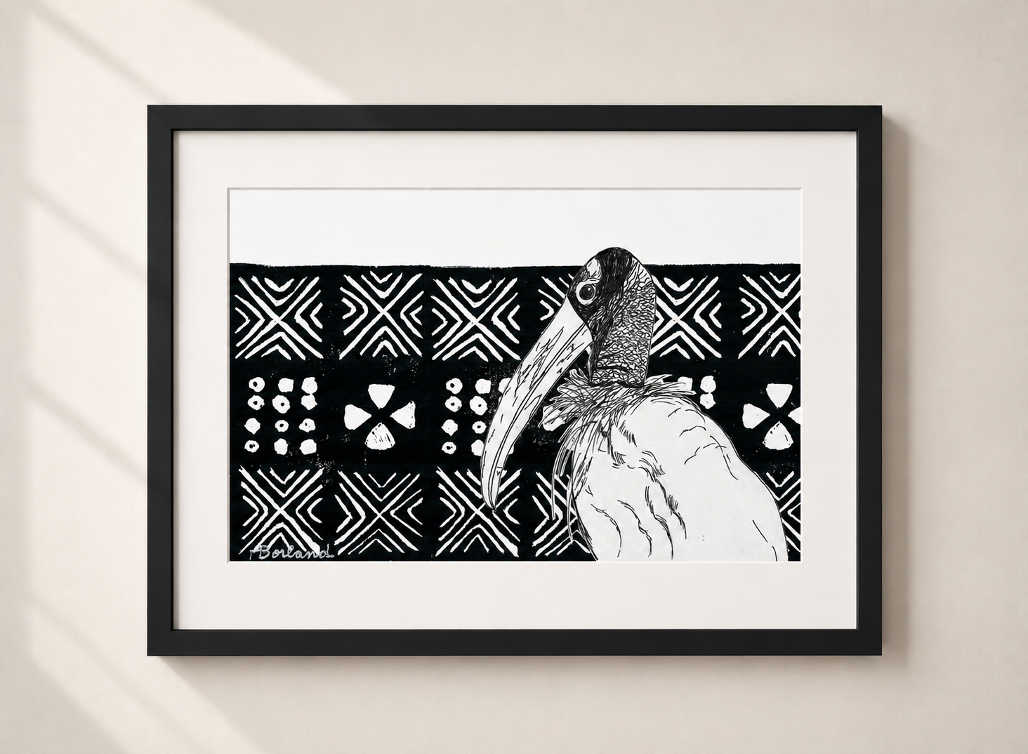 Woodstork With Mudcloth