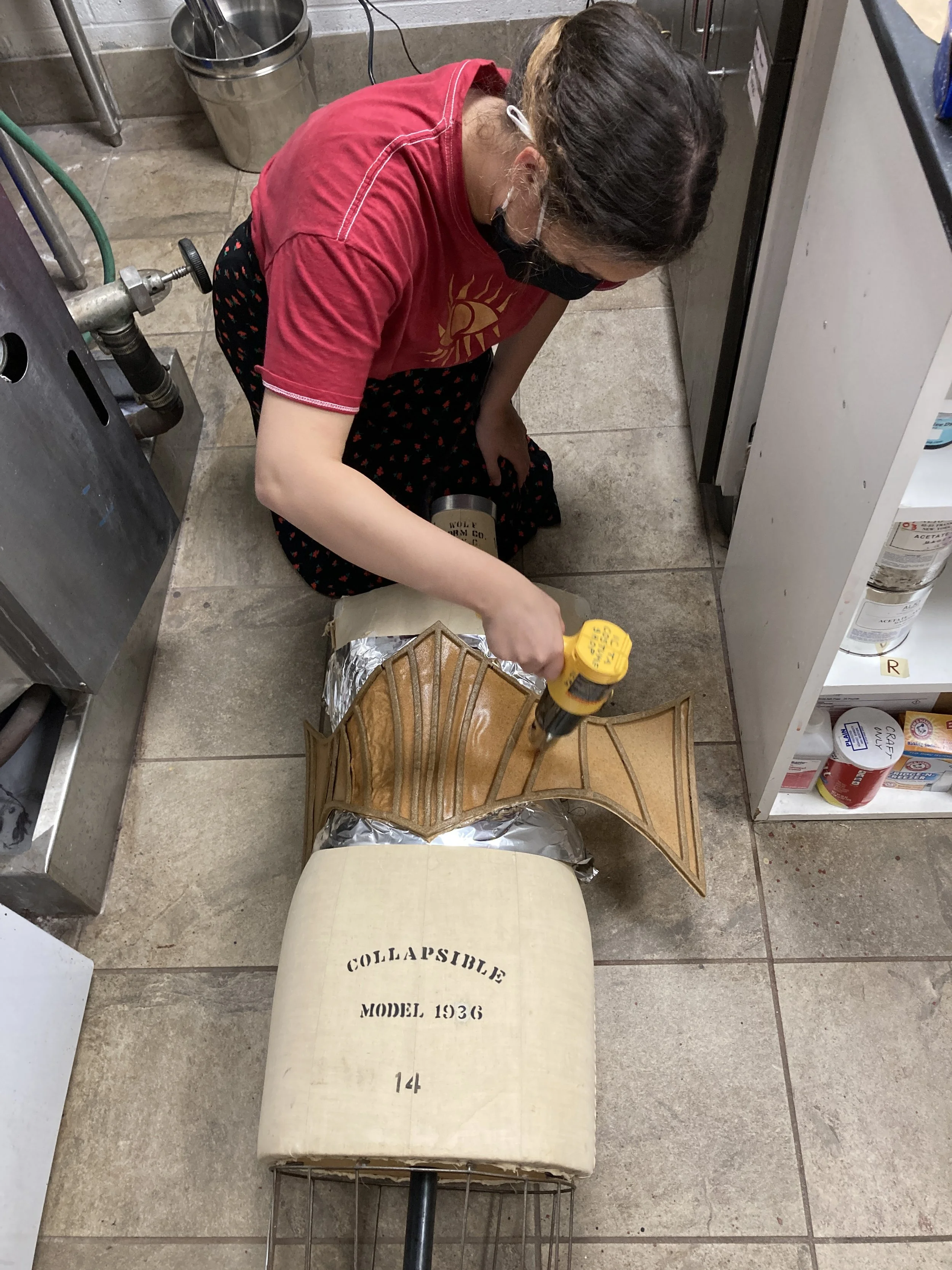 Heat molding the meat corset onto a form!