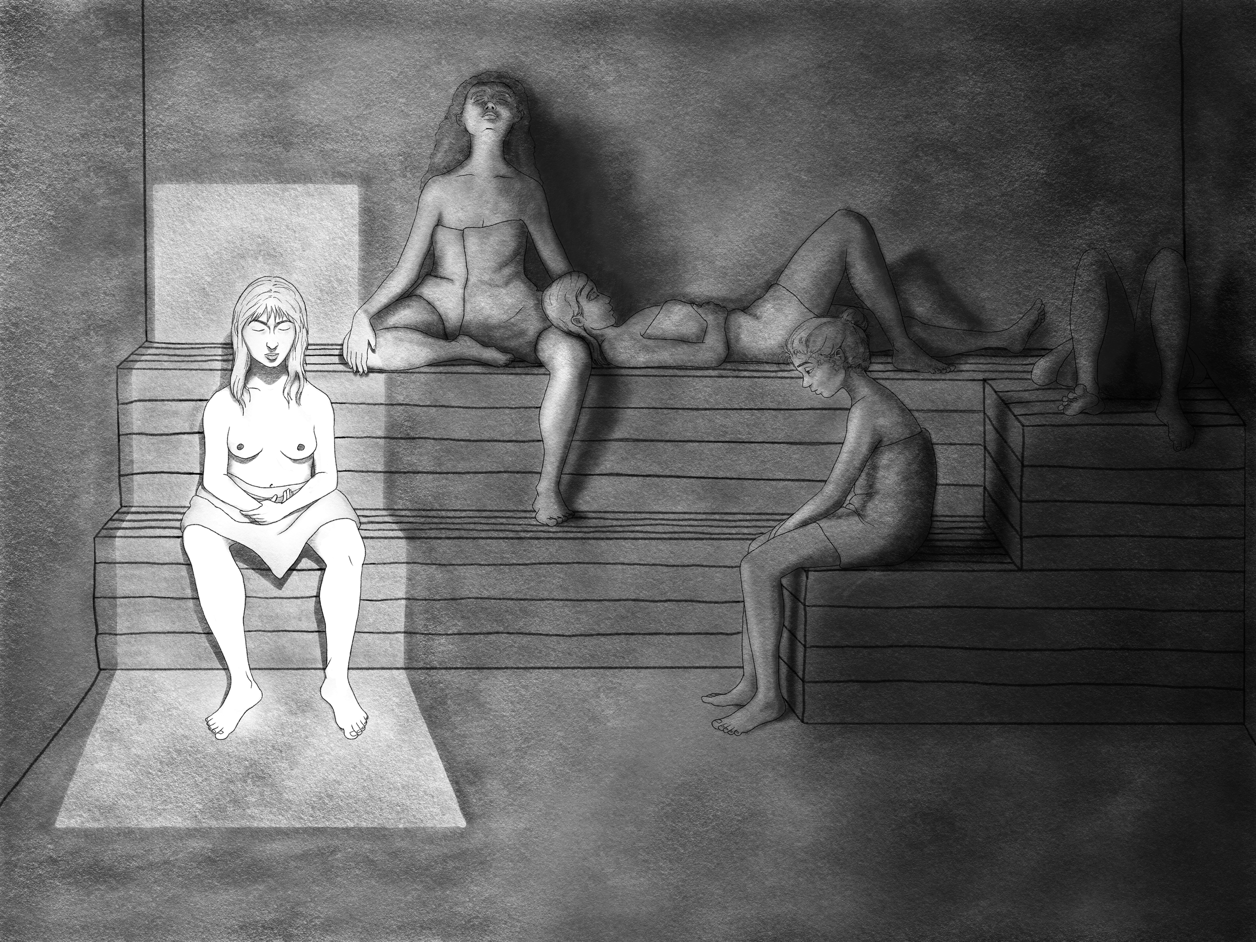 SAUNA Art Print in Black and White