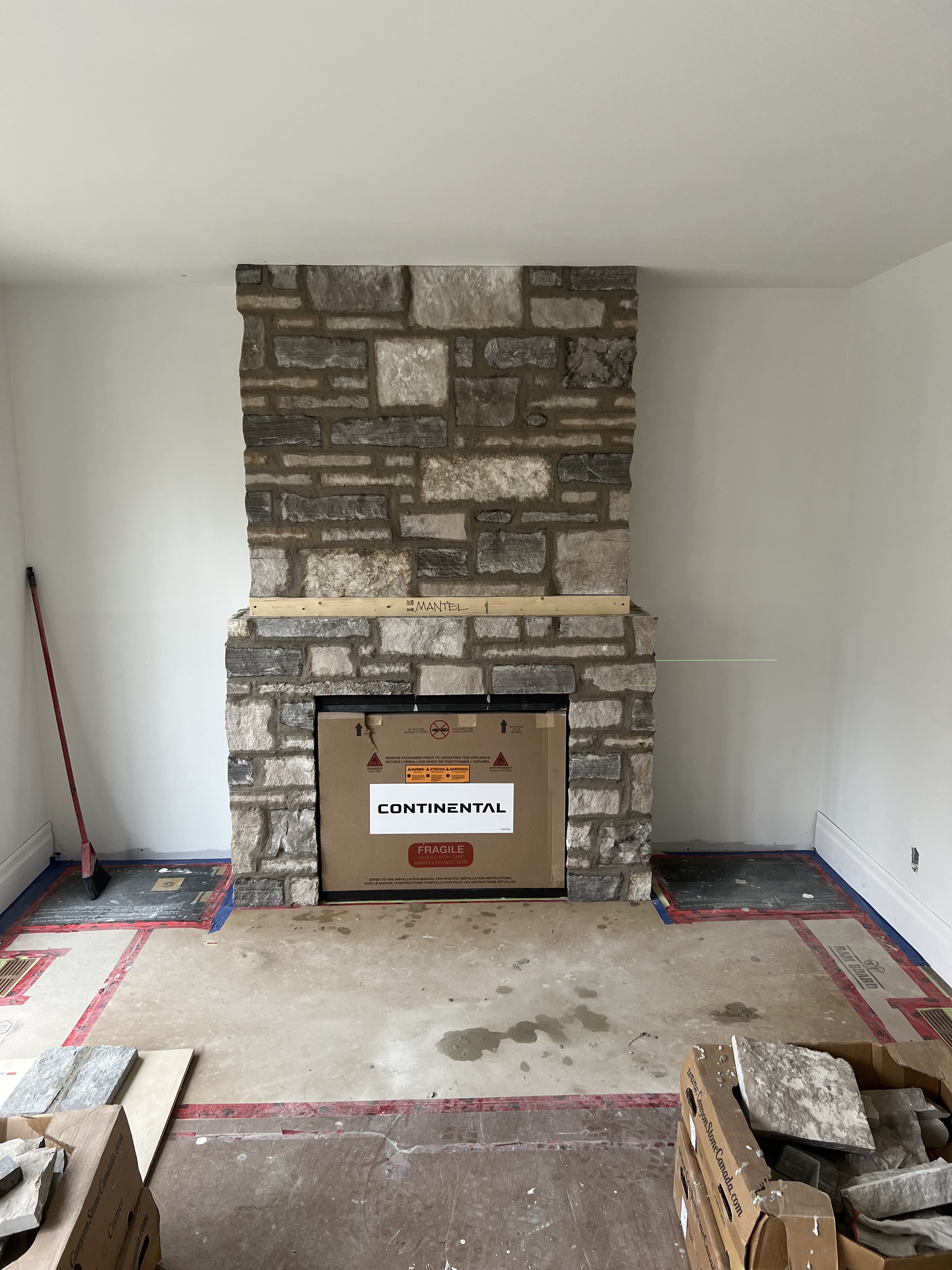 Custom build stone gas fireplace