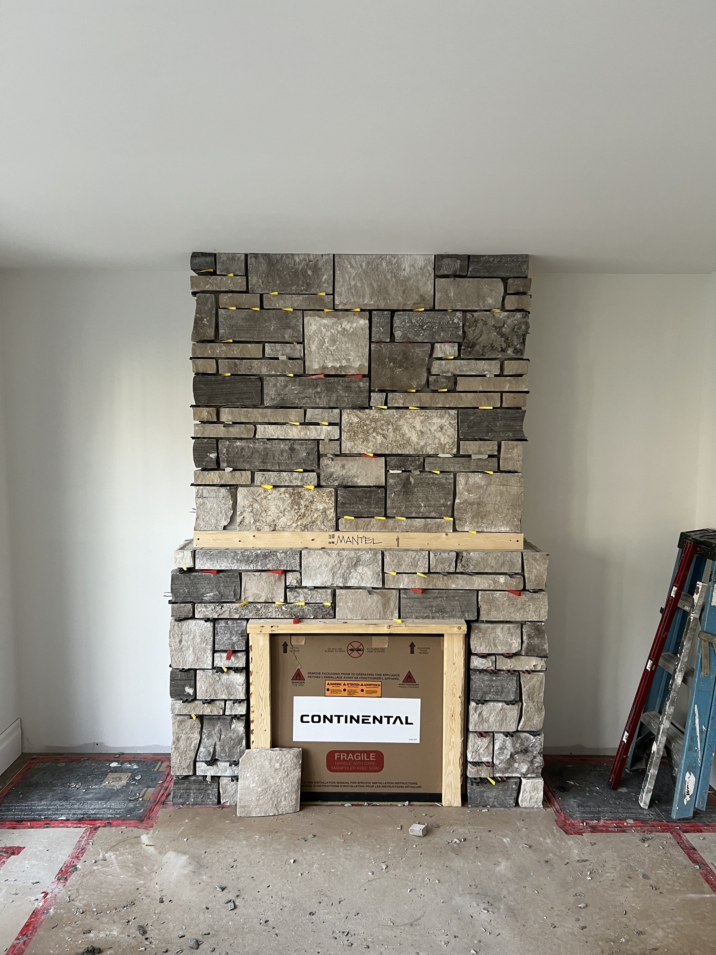 Custom build stone gas fireplace