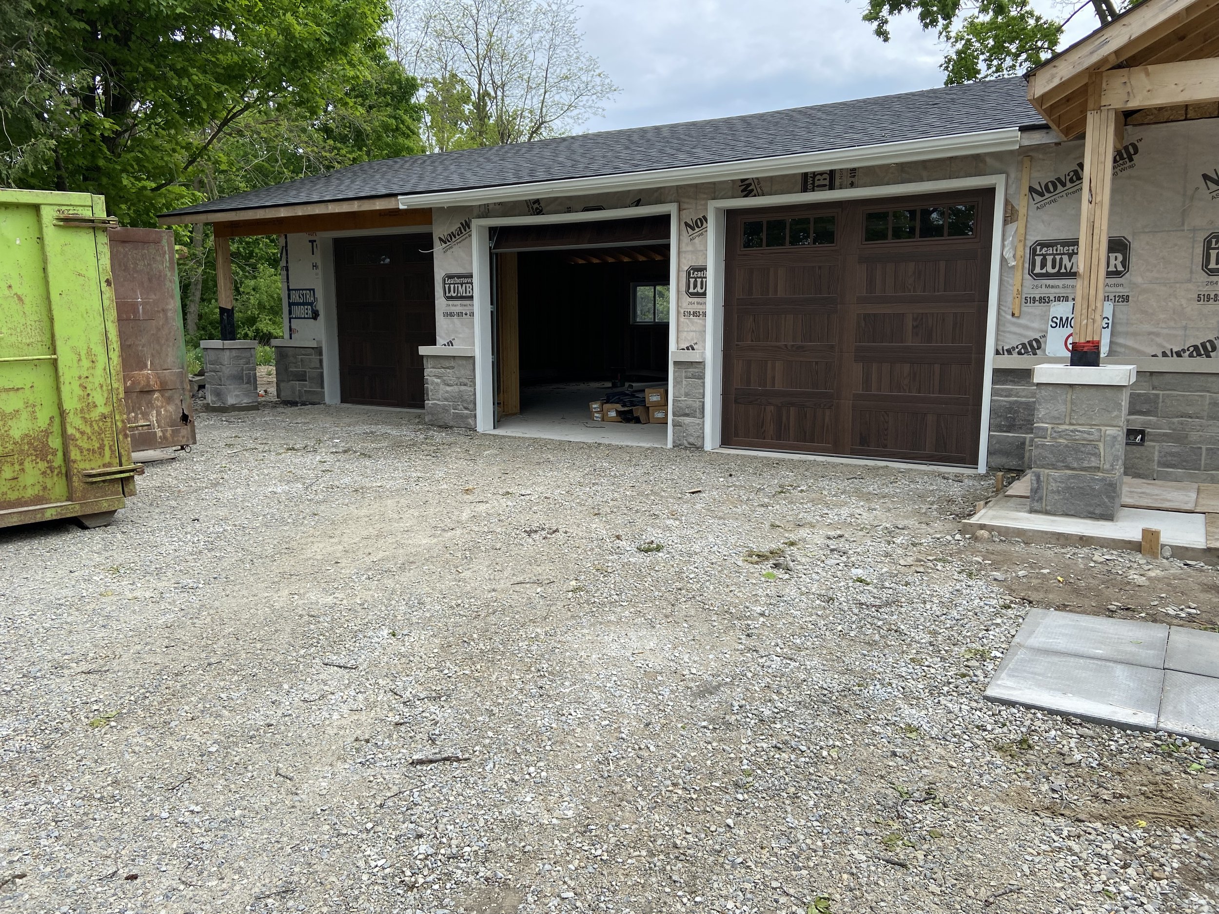Exterior stonework on garage of home in Acton, ON.