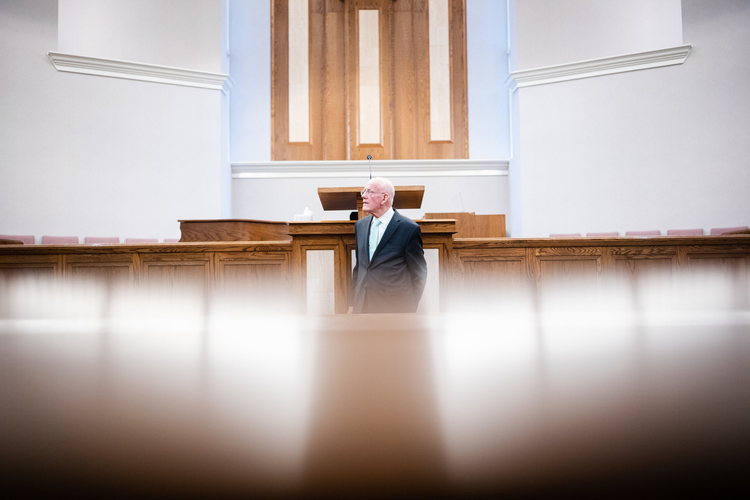  Cleeo Wright, president of the Bennion Fifth Ward Elders Quorum stands after service at The Church of Jesus Christ of Latter-day Saints  in Taylorsville on March 12, 2023. Wright, 89, has served as the president of the Bennion 5th Ward Elders Quorum