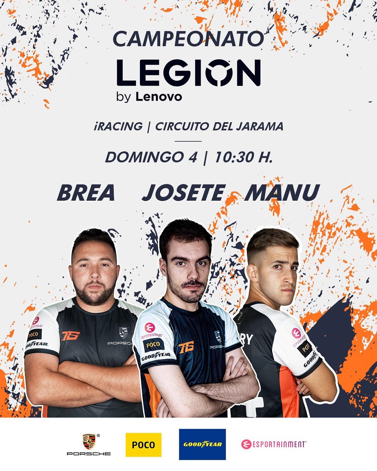 Este domingo tenemos carrera en iRacing!!! 🔥🔥🔥

Participaremos en la #LEGION6H desde el circuito del Jarama ⚡️⚡️⚡️

Nuestros pilotos ser&aacute;n @jm_brea @manurodry94 y @joseserranoo_ 

Lo podr&eacute;is seguir en directo desde nuestro canal de T