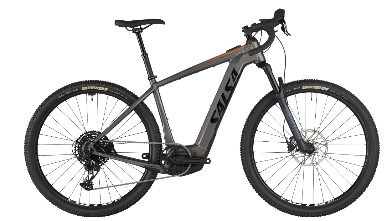 Salsa Tributary: Try out gravel riding at a whole new level with this e-bike option! Built like the classic cutthroat and ready for a long ride! $120/24 hours Only available in a large frame.