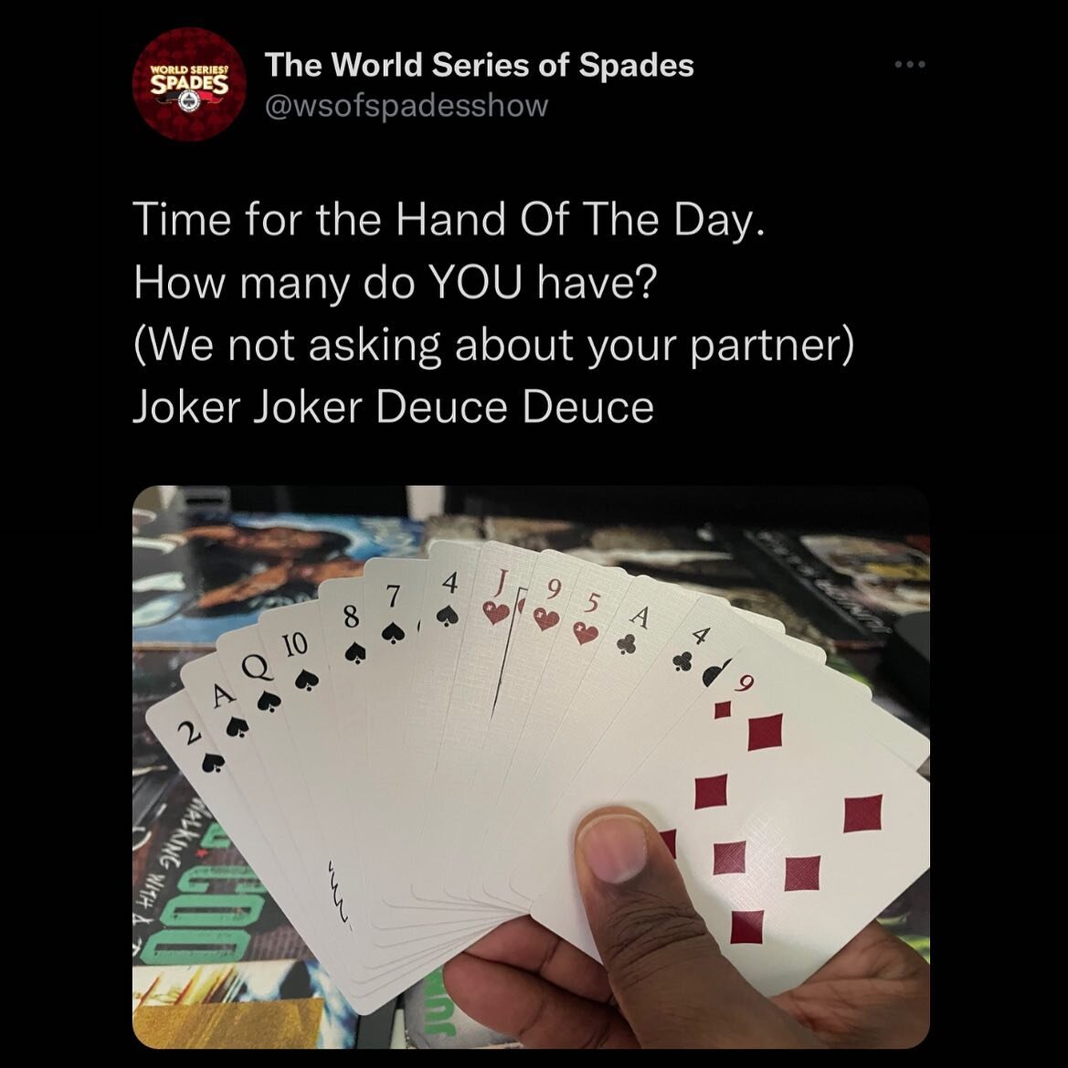 Tired of y&rsquo;all telling us about your partner. How many do YOU have with this hand? 

Cards by @blvckspades