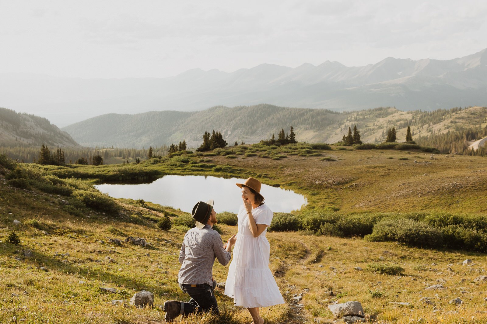 Proposal beside a small alpine lake near Buena Vista
