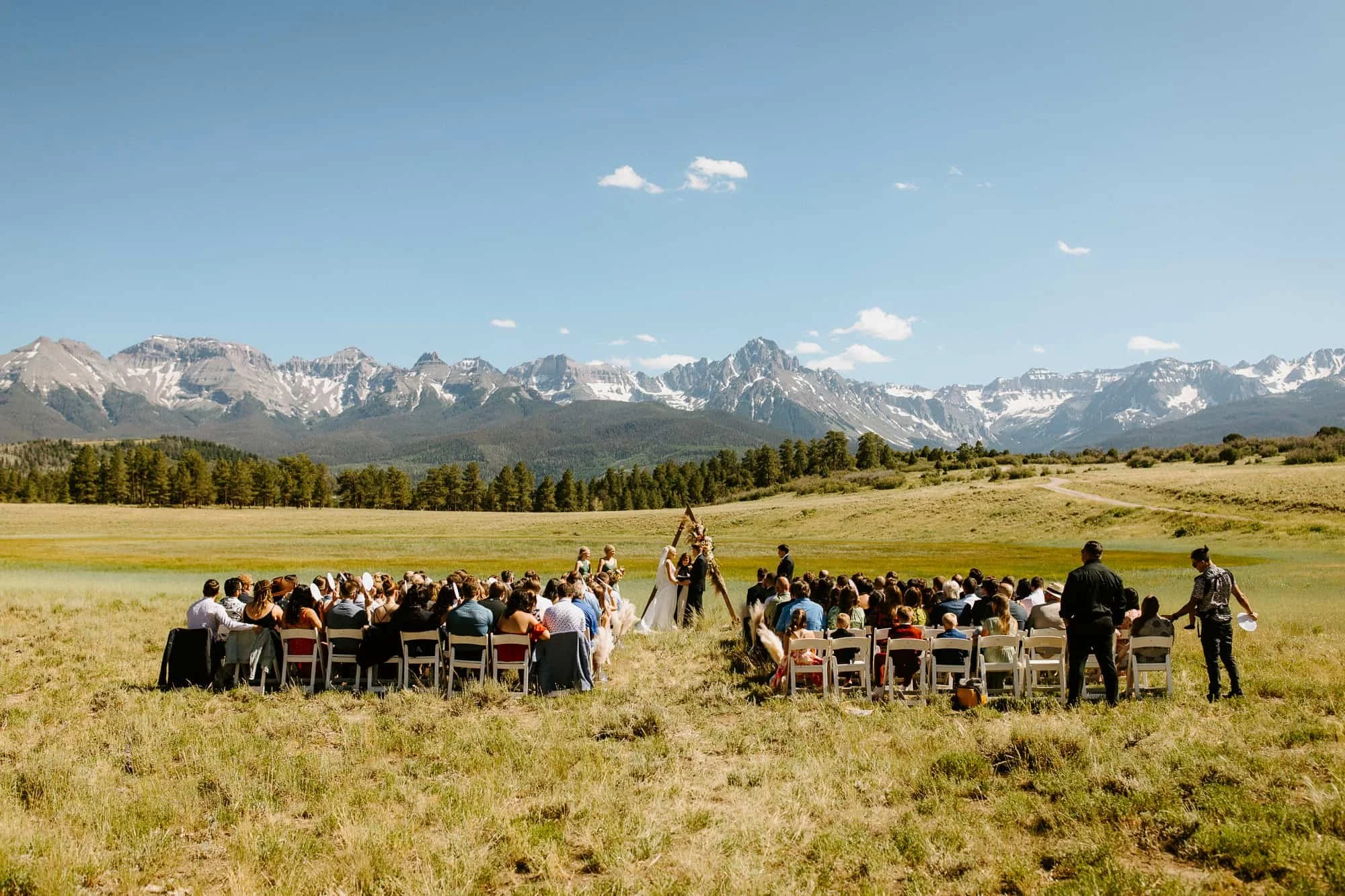 The view at Top of the Pines in Ridgway, Colorado with San Juan Mountain views