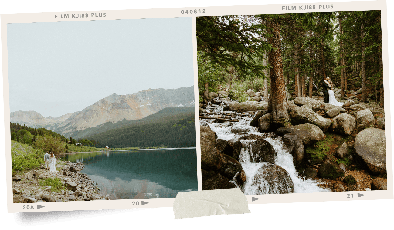 Elopement photo scenes around Colorado