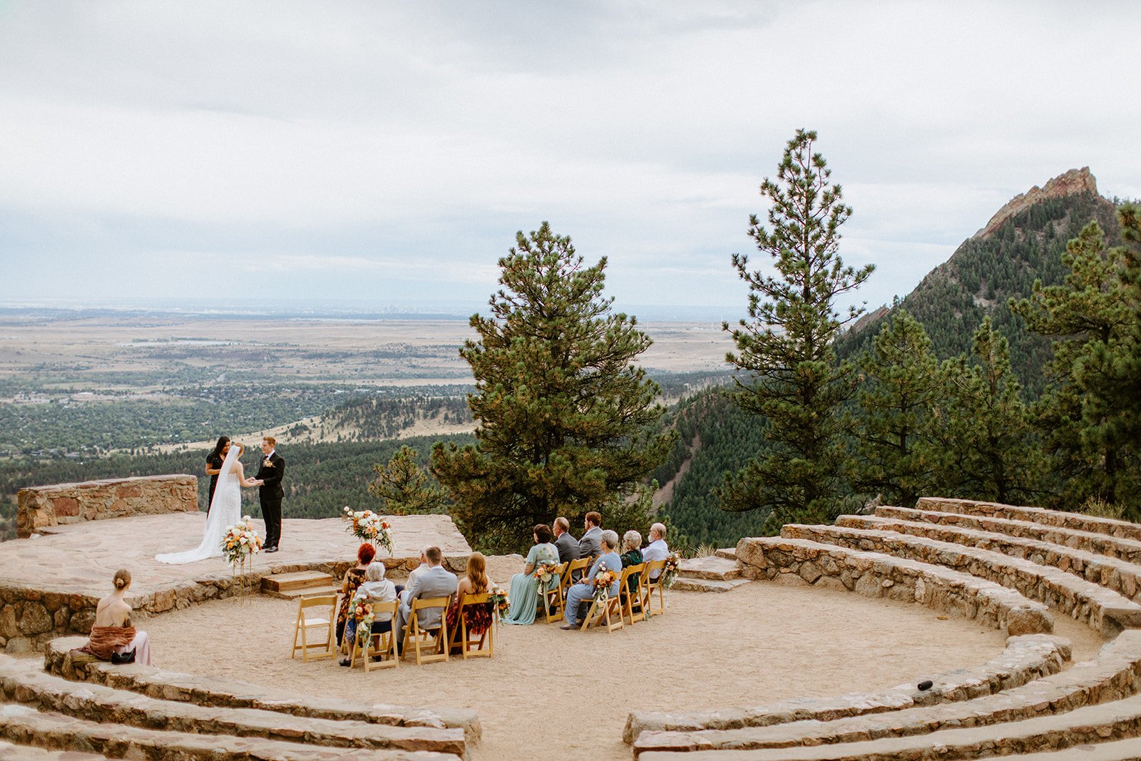 Elopement ceremony at Sunrise Amphitheater on Flagstaff Mountain in Boulder