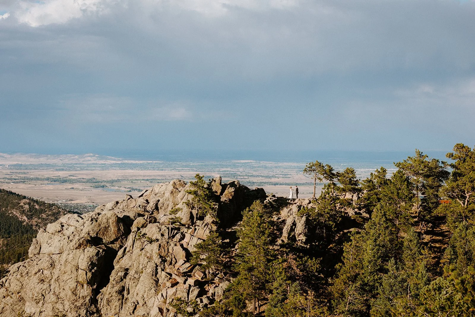 Couple at Lost Gulch Overlook during a Boulder elopement