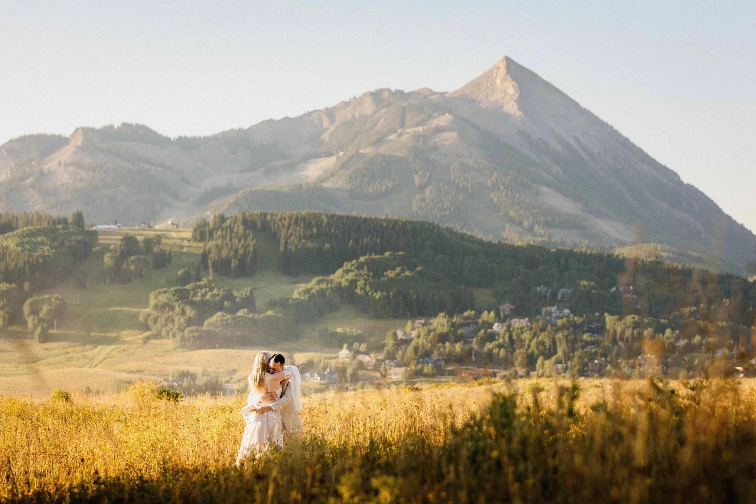 Wildflowers and mountain views during a summer elopement in Crested Butte, Colorado