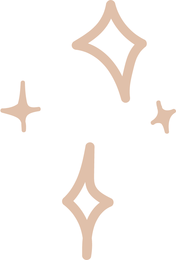 Decorative illustration of sparkling stars or diamonds in beige color on black background.