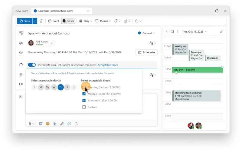Copilot Gets Smarter in Outlook: Automatic Conflict Resolution for 1:1 Meetings