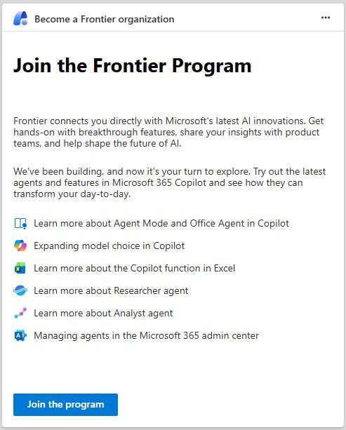 Frontier Program Takes Center Stage in Microsoft 365 Admin Center