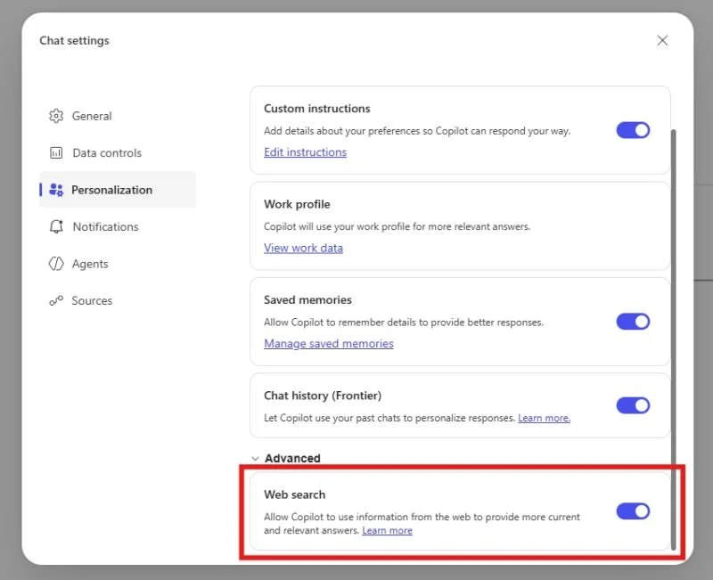 The Copilot Web Search Setting Has Moved