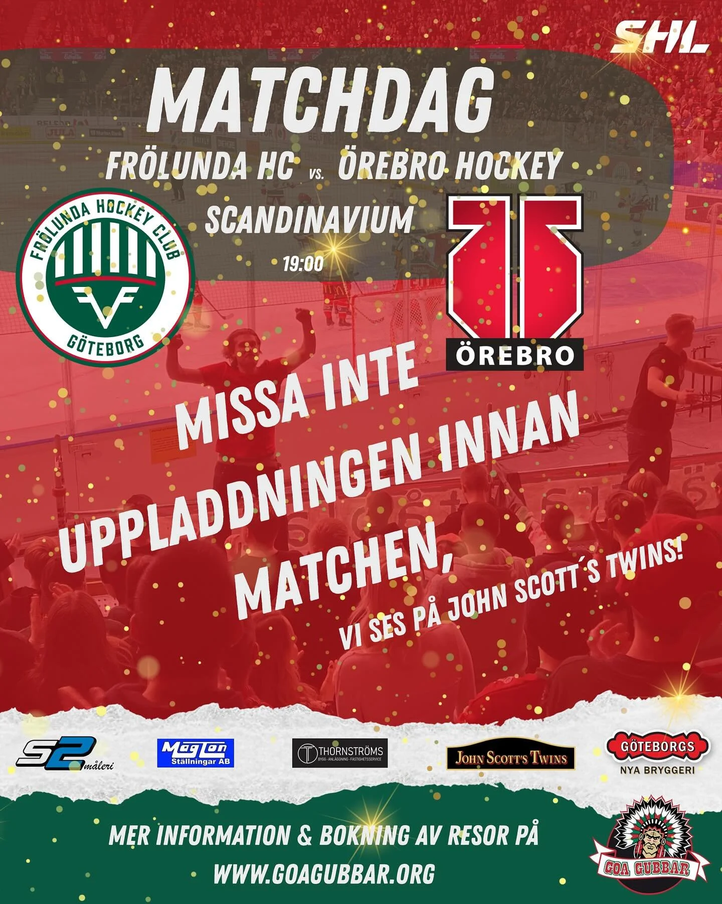 Bordet &ouml;ppnar 60 minuter innan dagensmatch, samt b&aring;da periodpauserna idag! Kom och boka en resa, k&ouml;p en halsduk eller bara snacka lite hockey! #SHL #fr&ouml;lundahc #&ouml;rebrohockey