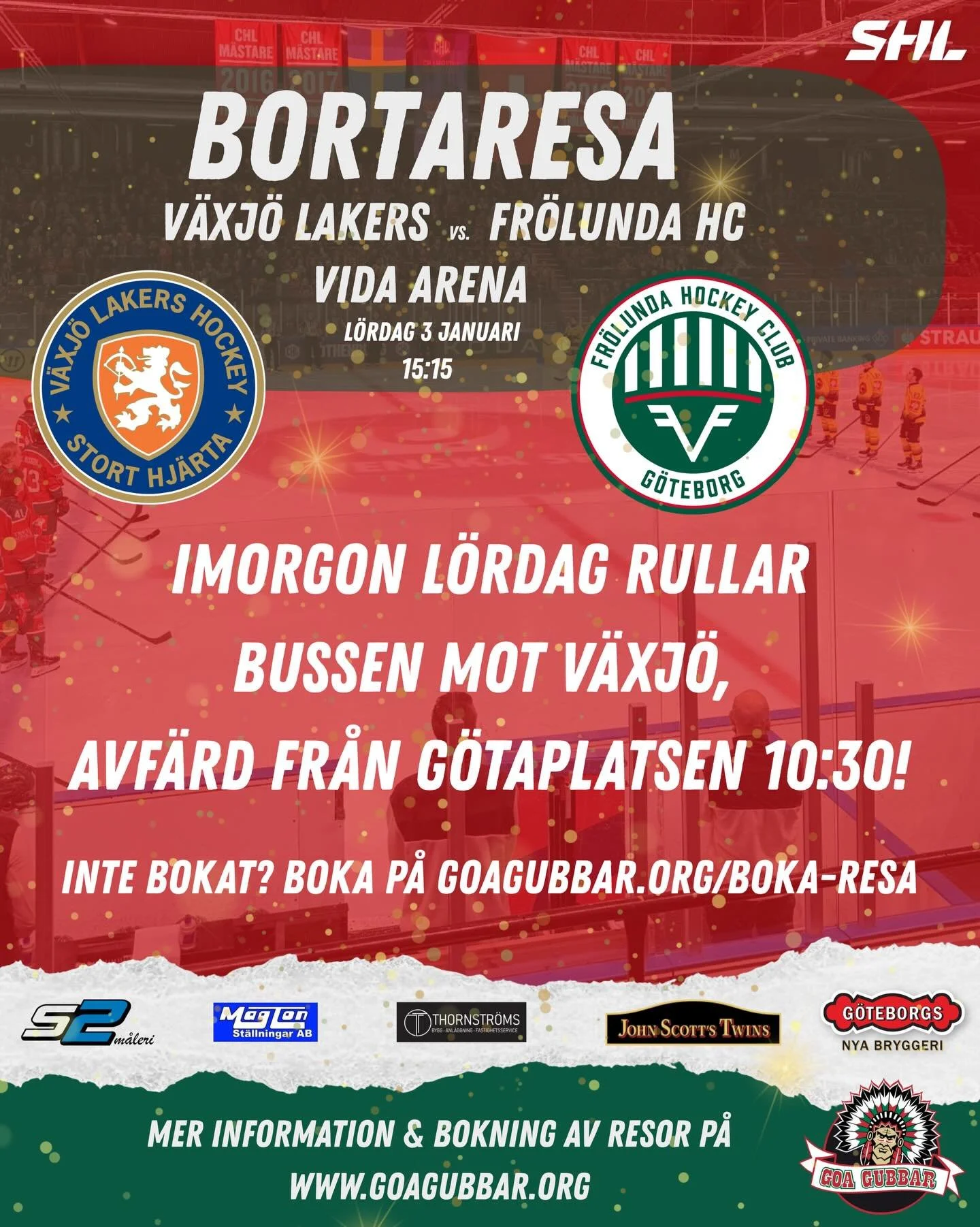 Imorgon rullar bussen mot V&auml;xj&ouml;, h&auml;ng med @goagubbar.official https://goagubbar.org/boka-resa #shl