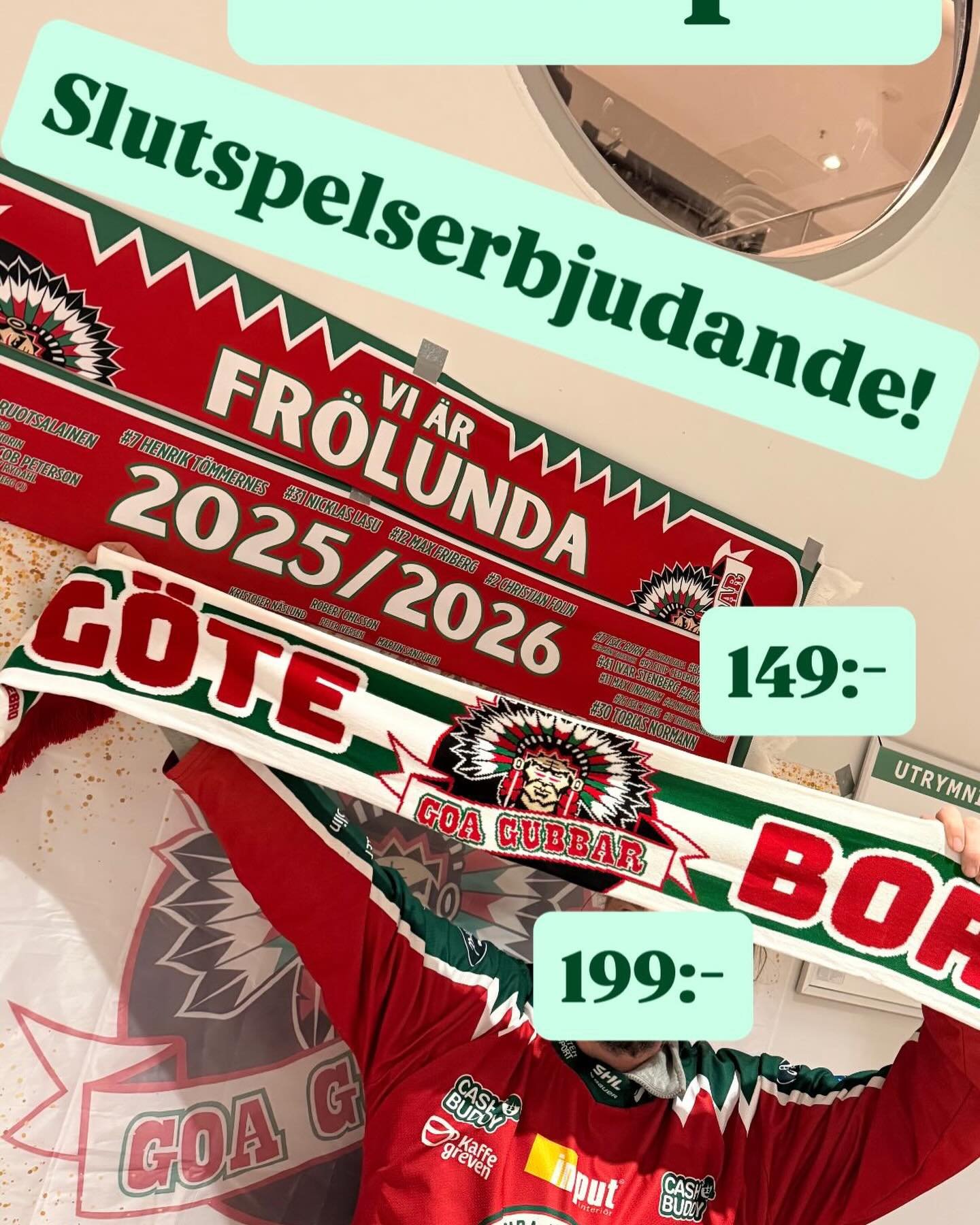 Passa p&aring;, slutspelspriser vid bordet!
&rdquo;Bortahalsduken - vit&rdquo; 199:-
&rdquo;Spelarhalsduken 25/26&rdquo; - 149:-