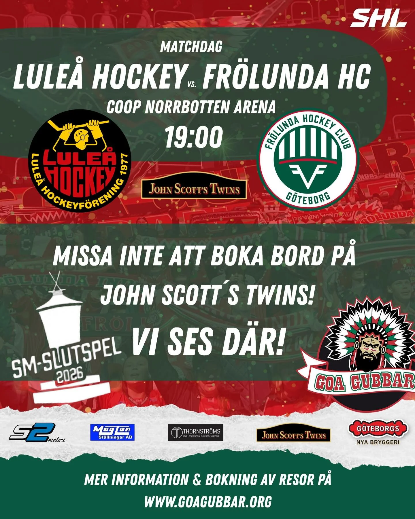 Boka bord, s&aring; ses vi ikv&auml;ll!
https://johnscotts.se/twins/boka-bord/ #shl @frolunda_hc @luleahockey @shlofficial @johnscottstwins_