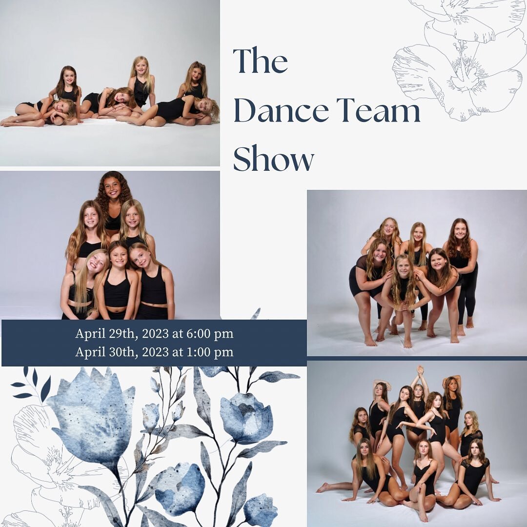 Two INCREDIBLE shows are COMING UP!
Dance Team Show - showcases all our competitive groups, solos, duets and trios that have been working so hard this year
Company Show - our performance group of high school dancers who are dedicated to sharing the a