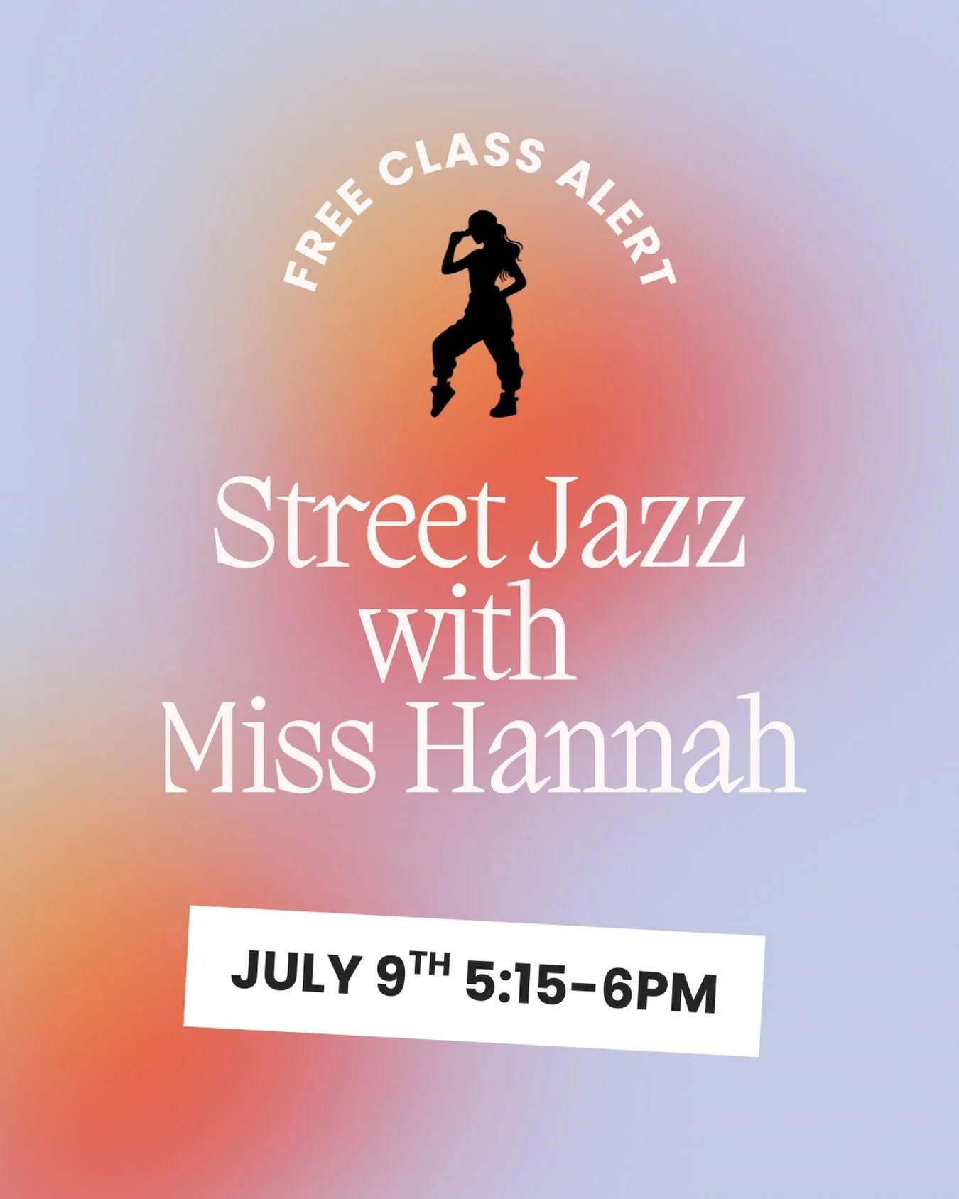 FREE CLASS ALERT ‼️ 
Come meet our new teacher Miss Hannah on July 9th for a fun street jazz class!