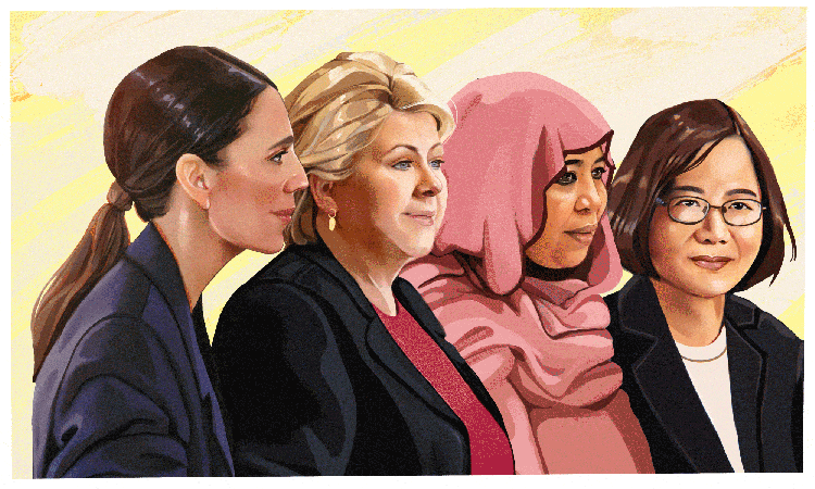 Illustration of four female world leaders by Anna Salmi
