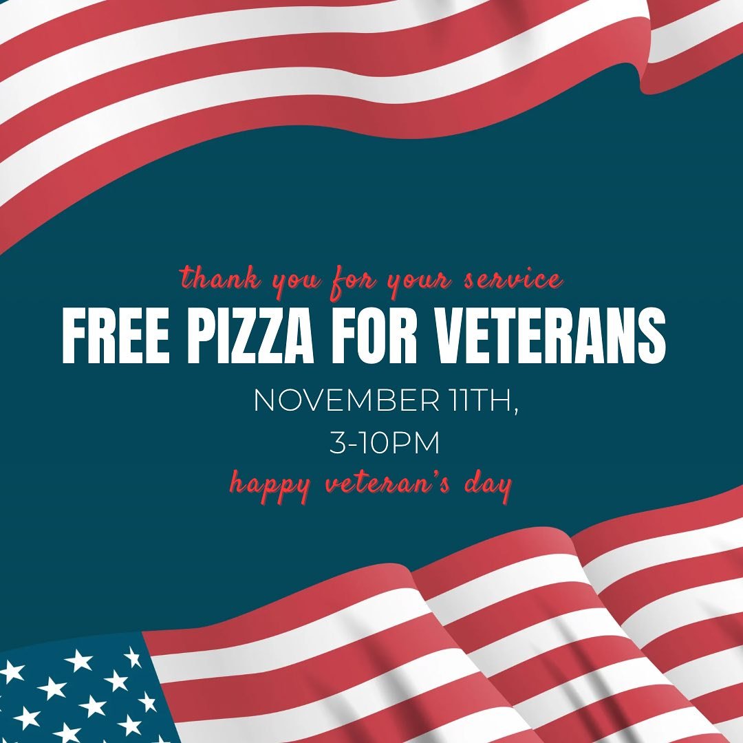 Thank you for your service! 🇺🇸 Today we&rsquo;d like to offer free pizza to all veterans and we also offer 10% off every day to all vets! 
.
.
.
.
#woodfiredpizza #pizzalovers #pizzanight #mybristolborough #veteransday