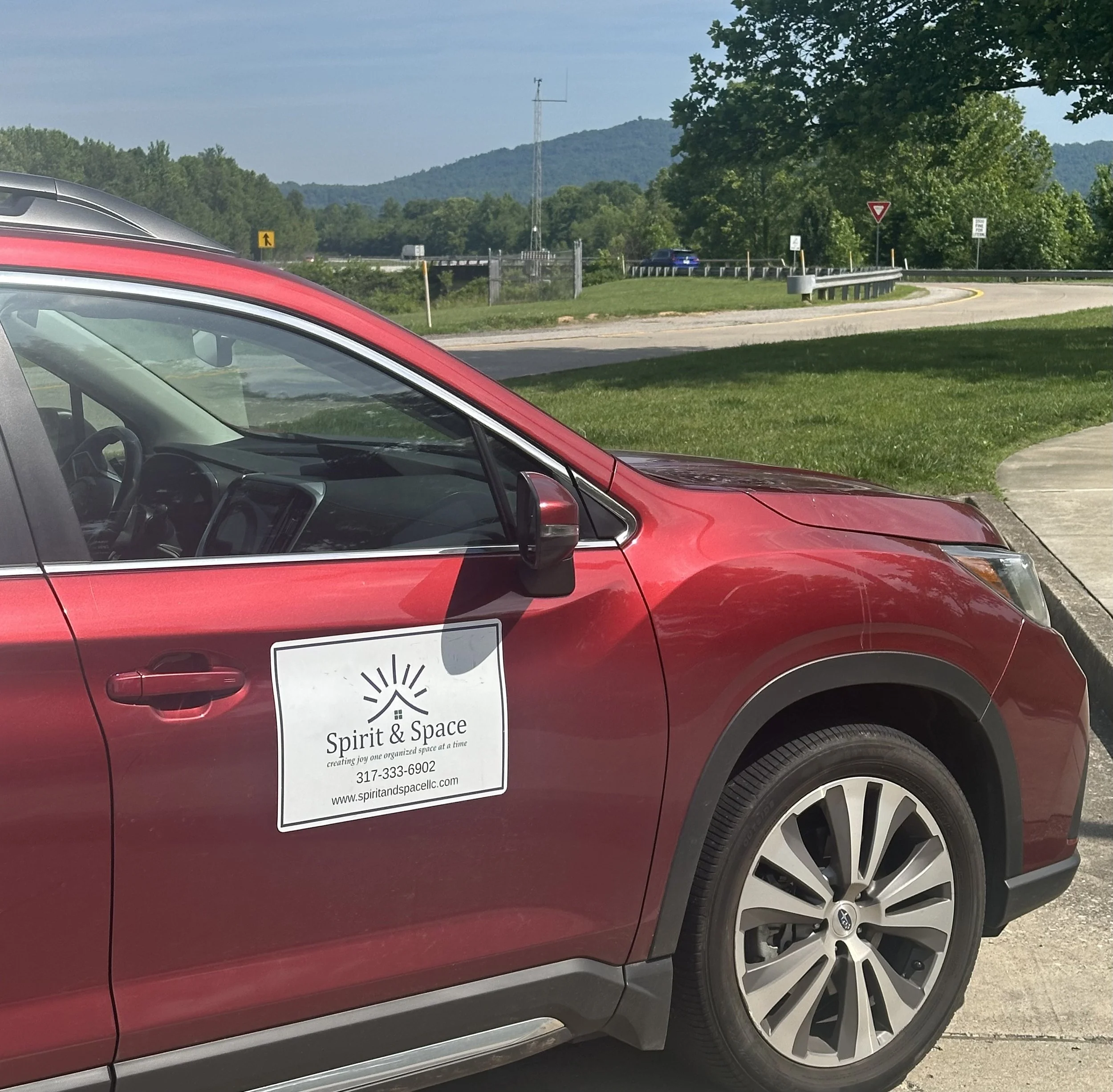 picture of a car with a Spirit and Space sign