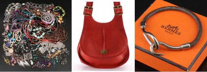 pictures of collectibles items - jewelry, vintage purse