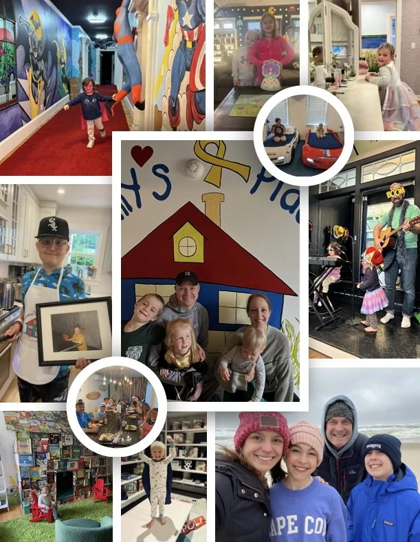 A collage of people, children, and family activities at various locations including a museum, playroom, and outdoor area. Photos feature children playing, adults and kids smiling, and family outings.