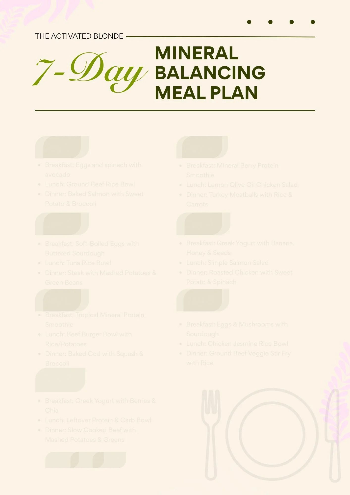 7 Day Mineral Balancing Meal Plan