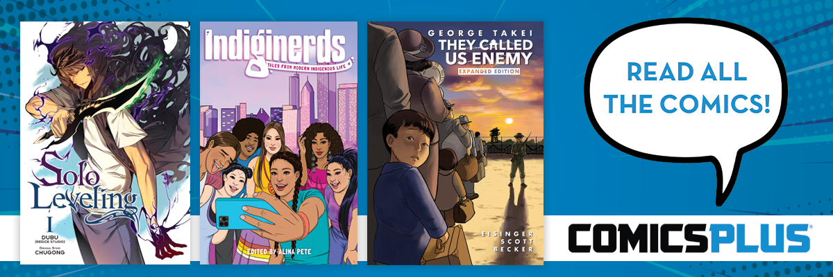 ComicsPlus Service. Access comics and manga 24/7 with your library card and PIN.