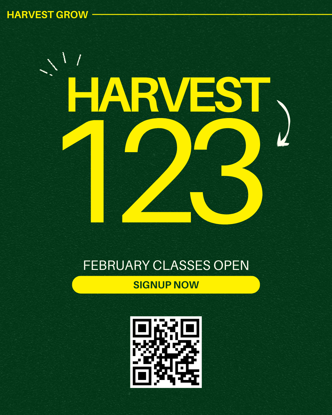 Harvest 123 Classes Open