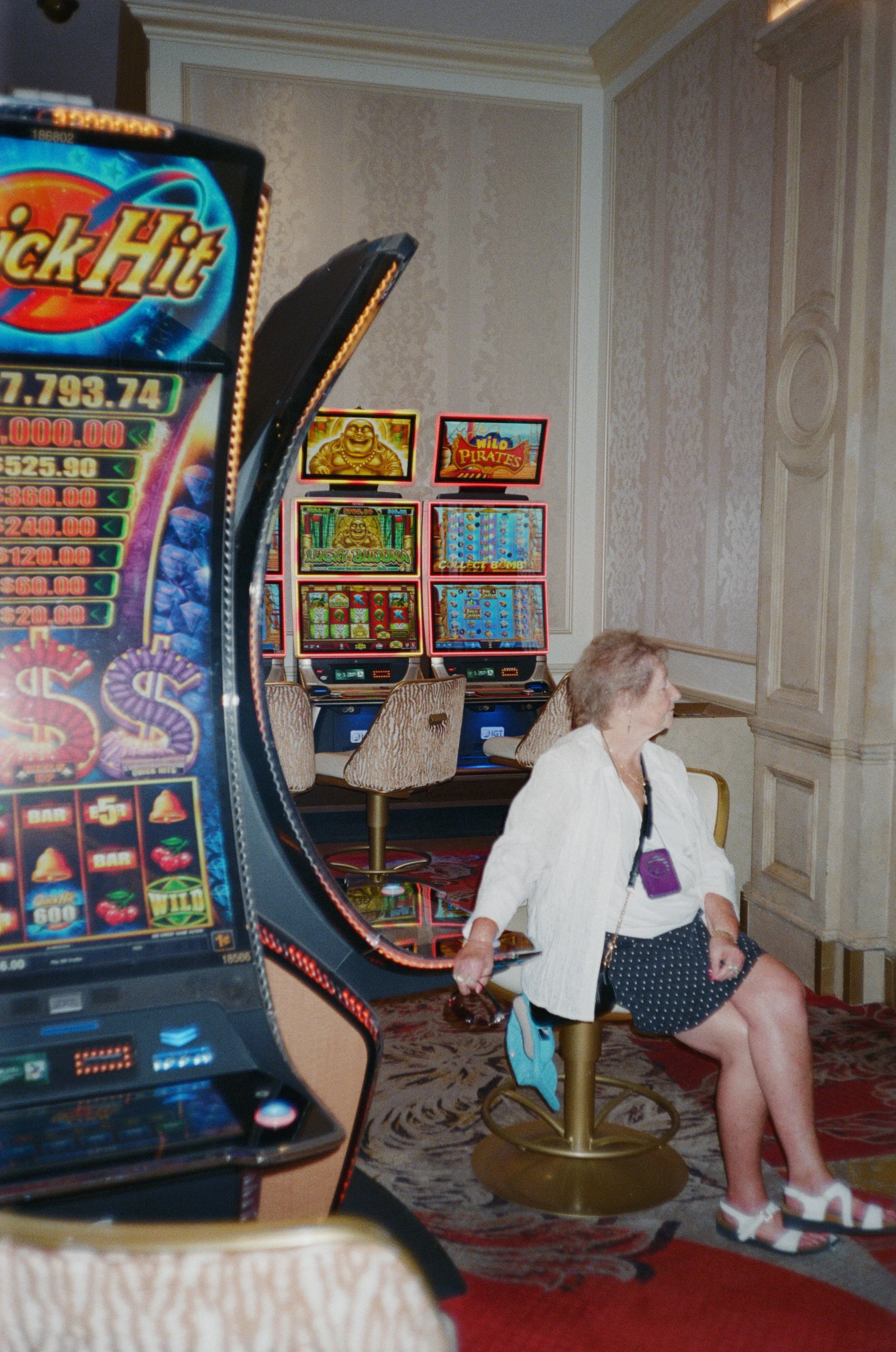 grandma on the slots, las vegas nevada, 35mm analog